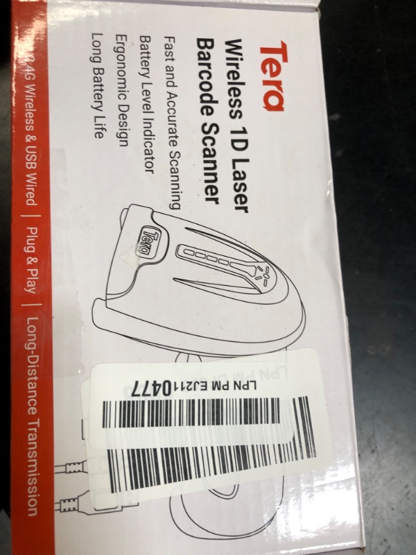 Photo 1 of Tera Barcode Scanner Wireless 1D Laser Cordless Barcode Reader with Battery Level Indicator, Versatile 2 in 1 2.4Ghz Wireless and USB 2.0 Wired