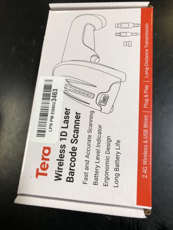 Photo 1 of Tera Barcode Scanner Wireless 1D Laser Cordless Barcode Reader with Battery Level Indicator, Versatile 2 in 1 2.4Ghz Wireless and USB 2.0 Wired