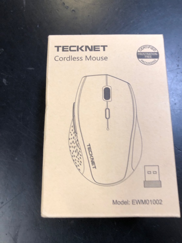 Photo 1 of TECKNET Wireless Mouse, 2.4G & USB C to A Adapter Computer Mouse with 6-Level Adjustable 4800 DPI, 30 Months Battery, Ergonomic Grips, 6 Buttons Portable for PC, Chromebook, Mac - White