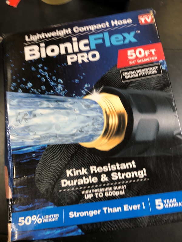 Photo 1 of Bionic Flex PRO 50’ Garden Hose, Heavy Duty & Lightweight Weatherproof Garden Water Hose with Brass Fittings & Adjustable Brass Spraying & Shooting Nozzle, 500 PSI Tear Resistant, Kink Free Hose