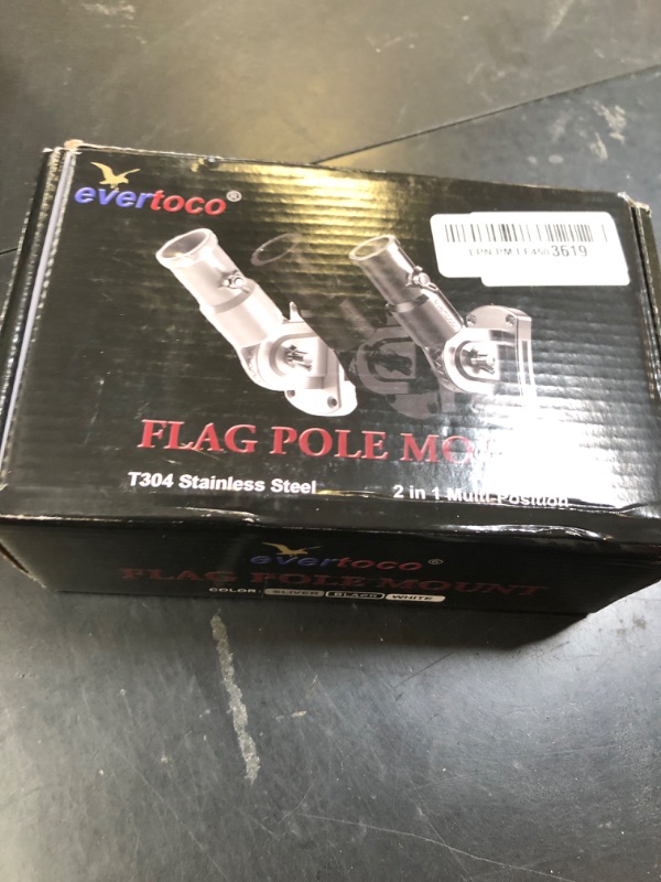 Photo 1 of evertoco Heavy Duty T304 Stainless Steel Flag Pole Bracket - 180° Adjustable Flag Pole Holder for House with Two Installation Methods, Flag Mount for 1" Diameter Pole, Wind Resistant&Rust Free Black