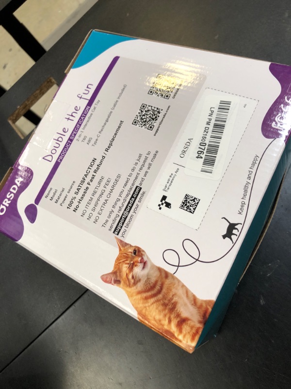 Photo 1 of ORSDA 2in1 Interactive Toys for Indoor Cats, Timer Auto On/Off, Cat Toy Balls & Ambush Electronic Cat Mice Toy for Entertainment with 6pcs Feathers, Dual Power Supplies