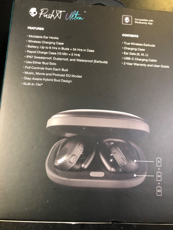 Photo 1 of Skullcandy Push XT Ultra True Wireless In-Ear Earbuds - True Black
