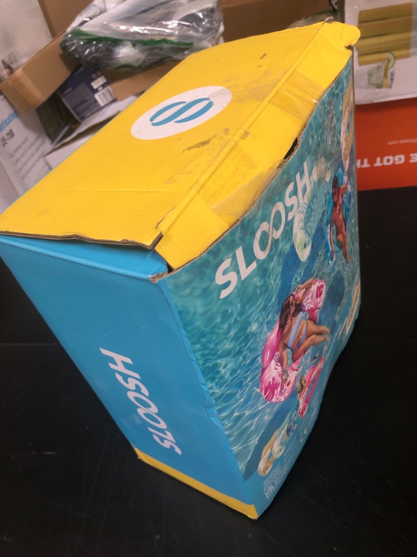 Photo 1 of SLOOSH Inflatable Pool Floats Adult, 4 Pack Pool Chairs with Cup Holders,Blow up Floats Chair,Hammock Noodle Mat Leaves Design for Summer Water Fun Swimming Party Beach,Blue, Cyan, Pink, Champagne