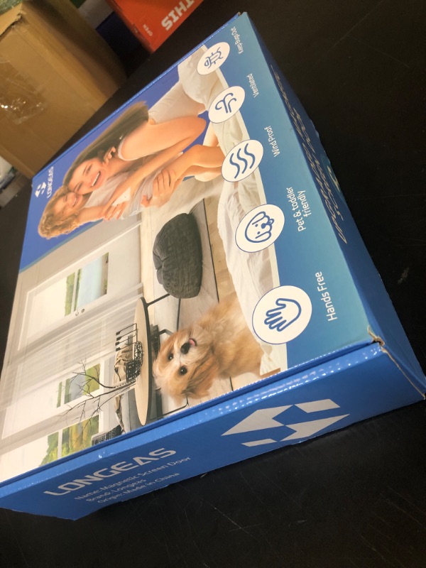 Photo 1 of LONGEAS Upgraded PET Mesh Magnetic Screen Door, Stronger Than Fiberglass/Polyester, Hands Free, Bugs Out, Pet/Kid Friendly, Suitable for Sliding/Patio/French Doors - 40" X 96