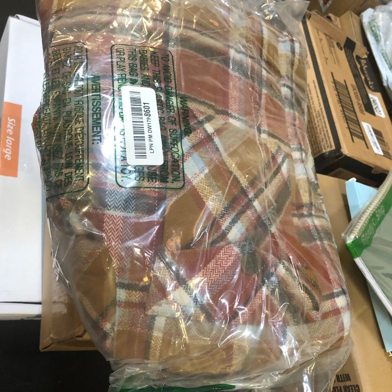 Photo 1 of Legendary Whitetails Men's Size Camp Night Berber Lined Hooded Flannel Shirt Jacket, Arrowood Barnwood Plaid, Large Tall