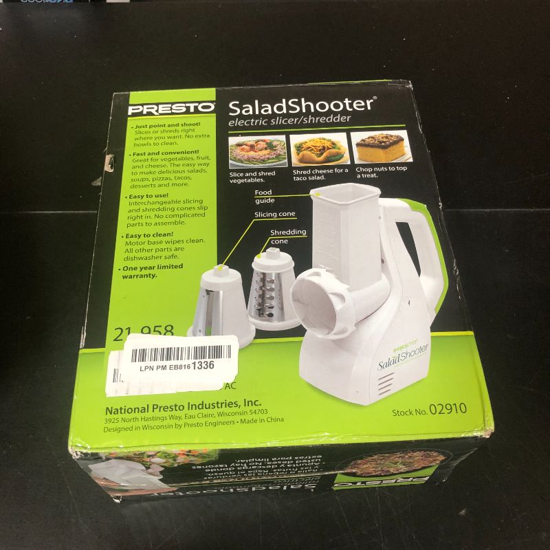 Photo 1 of Presto Salad Shooter Electric Slicer/Shredder,White
