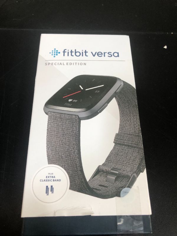 Photo 1 of Fitbit Versa Special Edition Smart Watch, Charcoal Woven, One Size (S & L Bands Included)