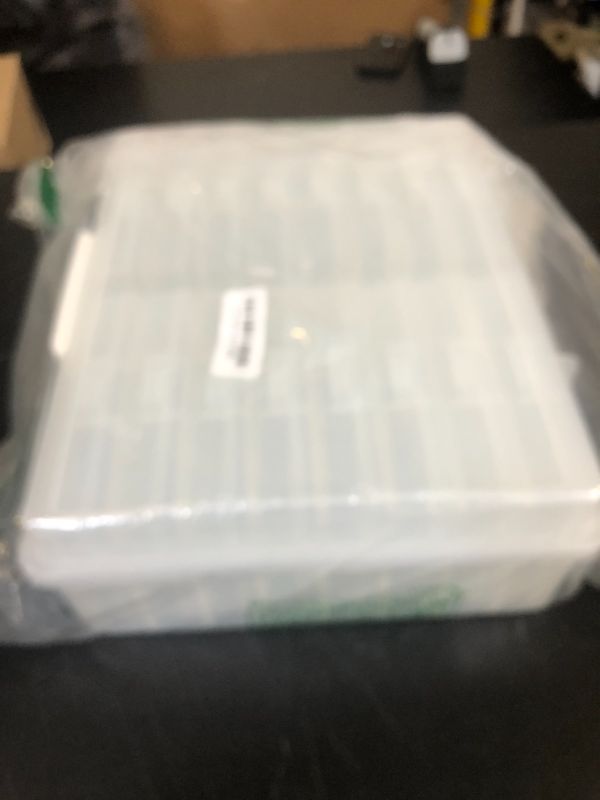 Photo 1 of IRIS USA 4" x 6" Photo Storage Box Craft Keeper, Transparent Handle Container with 16 Organization Cases For Pictures, Crafts, Scrapbooking, Stationery Storage and Organization, Clear