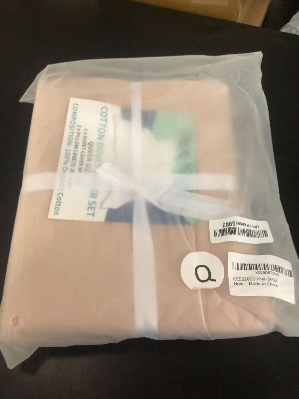 Photo 1 of NEXHOME PRO Duvet Cover Set Queen Size Linen Feel Textured Organic Natural 100% Washed Cotton Duvet Cover 3 Pieces Bedding Set with Zipper Closure, Breathable Dusty Pink (No Comforter)