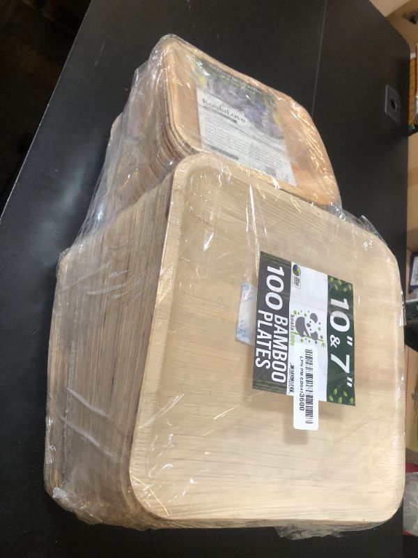 Photo 1 of Palm Leaf Plates Bamboo Paper Plate Disposable 10 Inch & 7 Inch Bulk Party Pack Eco Compostable Biodegradable Wooden Plates Best Alternative To Plastic Paper Plate (100 pc)