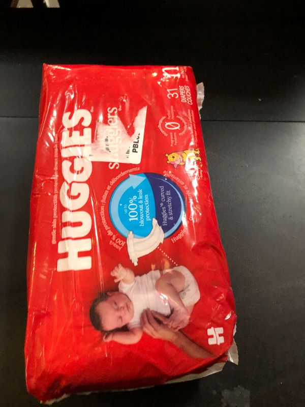 Photo 1 of Huggies Newborn Diapers, Little Snugglers Baby Diapers, Size Newborn (up to 10 lbs), 31 Count