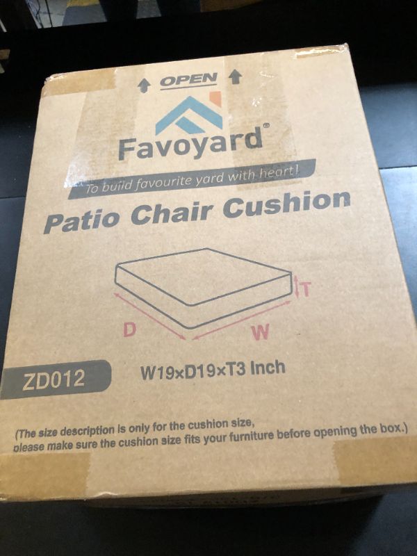 Photo 1 of Favoyard Outdoor Chair Cushion 19 x 19 x 3 Inch Rainproof & 3-Year Fade Resistant Patio Furniture Cushions with Removable Cover and Adjustable Ties for Garden Sofa Couch Pads Set of 2, Red