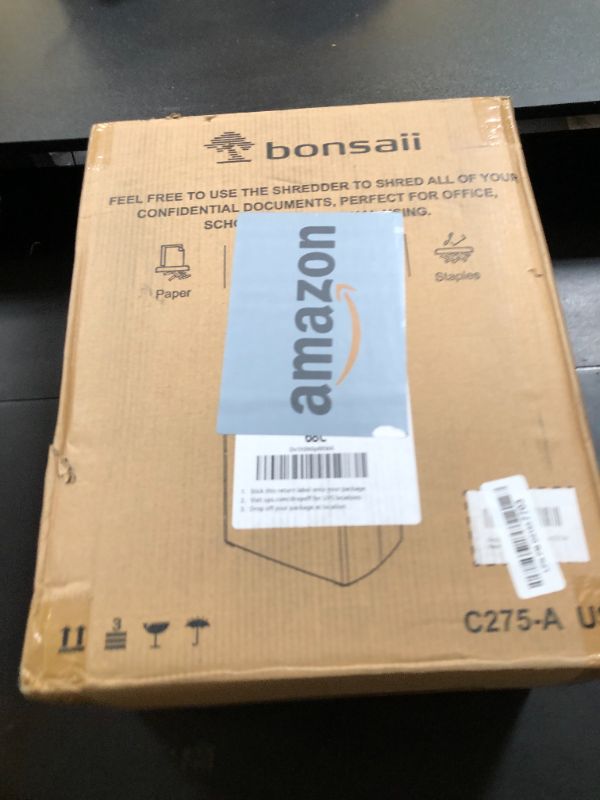 Photo 1 of Bonsaii 12-Sheet Cross Cut Paper Shredder, 5.5 Gal Home Office Heavy Duty Shredder for Paper, Credit Card, Mail, Staples, with Transparent Window, High Security Level P-4 (C275-A)