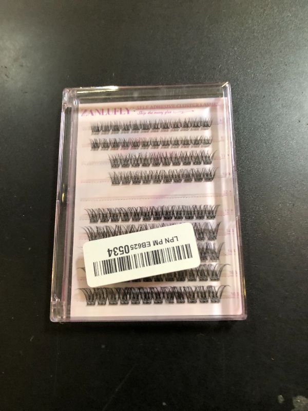 Photo 1 of Self Adhesive Lash Clusters Press on Eyelash Clusters zanlufly Natural No Glue DIY Eyelash Extension D-curly Wispy Eyelash Extensions with Lash Applicator(8-16MM)