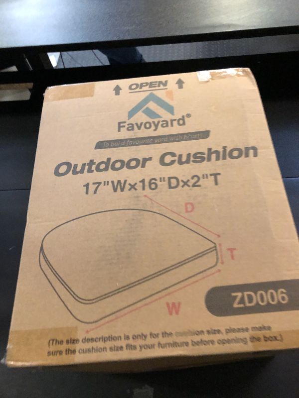 Photo 1 of Favoyard Outdoor Chair Cushions 17"x16"x2" Set of 4 Waterproof Seat Cushion for Patio Furniture with 3-Year Fade Resistant Removable Cover Attach Straps Hidden Zipper Round Corner for Yard Garden