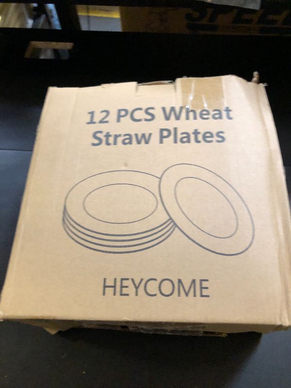 Photo 1 of HEYCOME 12 Pcs Unbreakable Deep Dinner Plates Set, 10 inch Reusable Plastic Wheat Straw Plates, Microwave and Dishwasher Safe Plate for Kitchen, Lightweight Plate for Dessert, BPA Free, 6 Colors