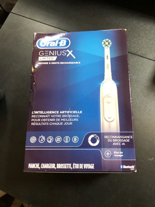 Photo 1 of Oral-B Genius X Limited Rechargeable Electric Toothbrush with 1 Replacement Brush Head, Travel Case, White
