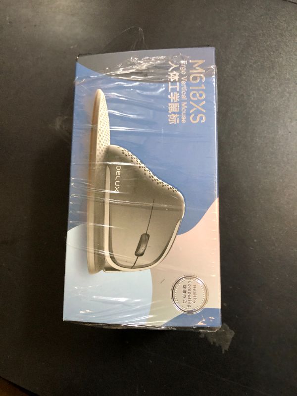Photo 1 of DeLUX Seeker Wireless Ergonomic Vertical Mouse with OLED Screen, BT and USB Receiver, Connect with Up to 4 Devices, Thumb Wheel, 4000DPI, Programmable Rechargeable Silent Mouse(M618XSD-Black)