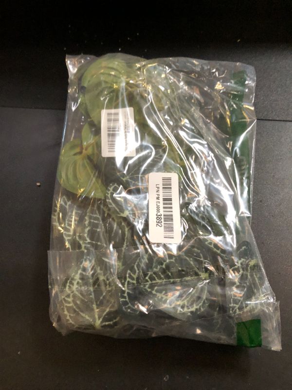 Photo 1 of WOLEDOE 2Pack Reptile Fake Plants for Terrarium, Snake Tank Accessories, Habitat Decor Artificial Hanging Plants with Suction Cup - Fake Anthurium Crystallinum