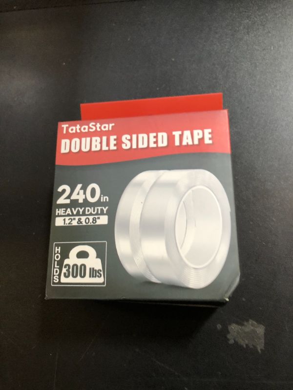 Photo 1 of 2 Rolls Double Sided Tape Heavy Duty - 240" x 1.2" & 0.8" - Removable Nano Tape for Poster Carpet Picture Hanging Strip Rug Wall Outdoor - Clear & Strong Adhesive Multipurpose Mounting Tape - 20 Feet