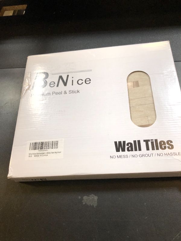 Photo 1 of BeNice Backsplash Peel and Stick Wall Tiles for Kitchen,Subway Self Adhesive Linear Mosaic Stickers Bathroom Waterproof(10 Sheets,Rustic Beige Brown)