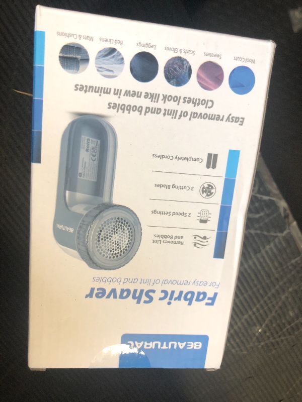 Photo 1 of BEAUTURAL Fabric Shaver and Lint Remover, Sweater Defuzzer with 2-Speeds, 2 Replaceable Stainless Steel Blades, Battery Operated, Remove Clothes Fuzz, Lint Balls, Pills, Bobbles Gray