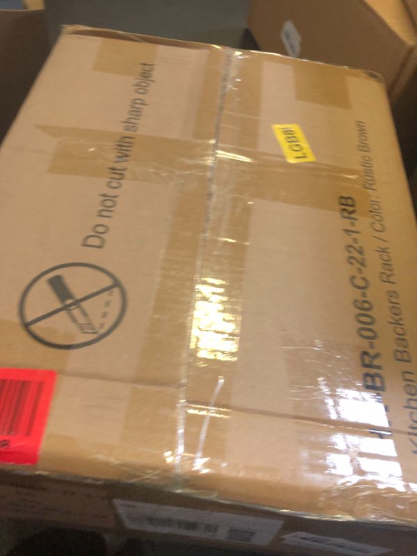 Photo 1 of Furologee Kitchen Bakers Rack with Power Outlet, Microwave Oven Stand with Storage 4 Tiers, Coffee Bar Table with 6 S Hooks, Kitchen Storage Shelf Rack for Spices, Pots, Rustic Brown