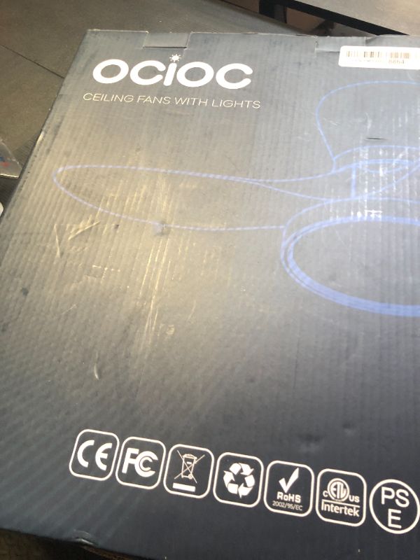 Photo 1 of ocioc Quiet Ceiling Fan with LED Light DC motor 32 inch Large Air Volume Remote Control White for Kitchen Bedroom Dining room Patio