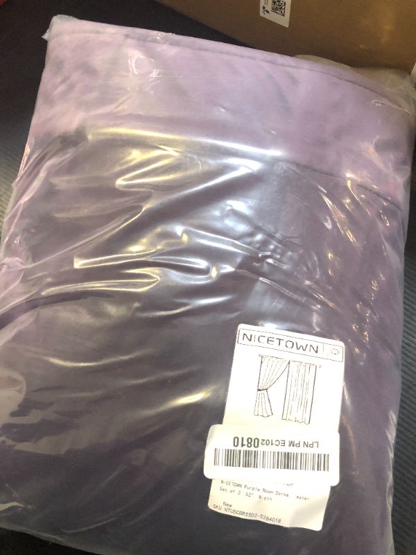 Photo 1 of NICETOWN Purple Room Darkening Velvet Curtains, 84 inch Long, Living Room Back Tab & Rod Pocket Window Treatment Drapes Farmhouse for Theater, Set of 2, 52" Width