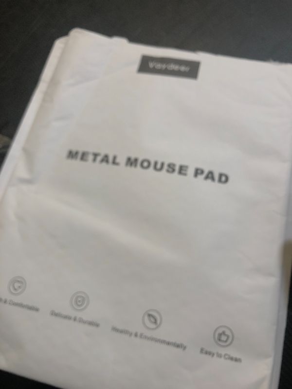 Photo 1 of Vaydeer Hard Metal Mouse Pad with Aluminum Surface for Office & Gaming, Waterproof, Silver, 11.81" x 9.45"