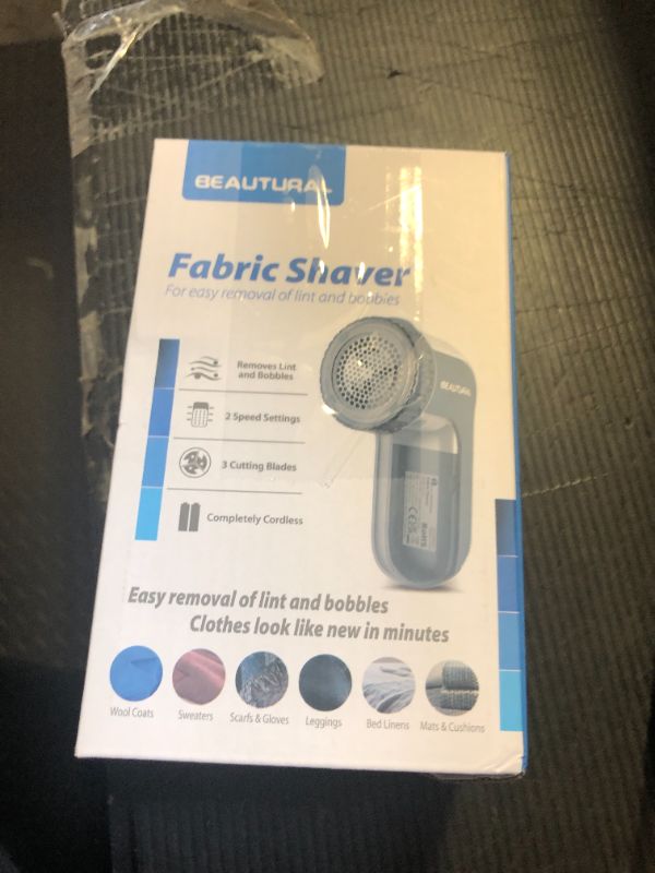 Photo 1 of BEAUTURAL Fabric Shaver and Lint Remover, Sweater Defuzzer with 2-Speeds, 2 Replaceable Stainless Steel Blades, Battery Operated, Remove Clothes Fuzz, Lint Balls, Pills, Bobbles Gray