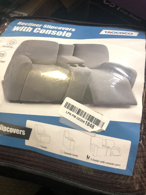 Photo 1 of TAOCOCO Recliner Loveseat Cover with Middle Console Sofa slipcover, Stretch Reclining Sofa Covers for 2 Seat Reclining Couch, Jacquard Pattern Soft Loveseat Slipcover Furniture Protector, Dark Coffee