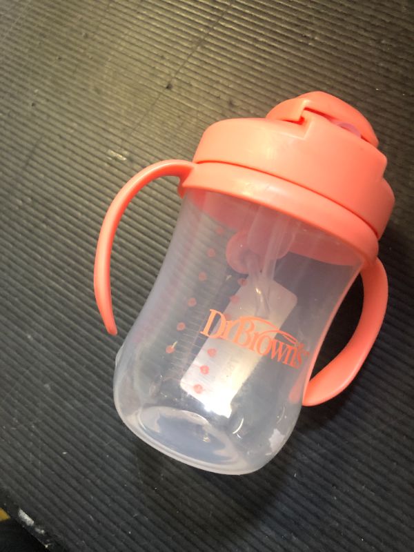 Photo 1 of Dr. Brown's Milestones Baby's First Straw Cup, Training Cup with Weighted Straw, 9oz/270mL, Coral, BPA Free, 6m+