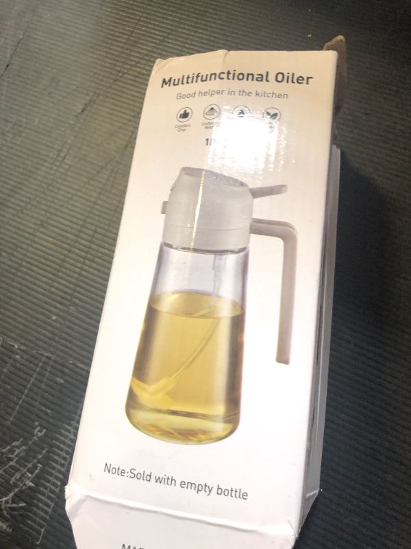 Photo 1 of YRRAMATE 16oz/470ml Glass Olive Oil Sprayer for Cooking with Stickers, 2 in 1 Oil Dispenser for Kitchen Gadgets, Food Grade Premium Spray Bottle for Salad, Frying, BBQ (Creamy White)