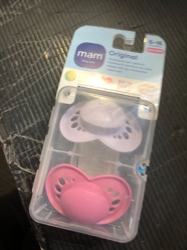 Photo 1 of MAM Original Matte Baby Pacifiers, Binky for 6-16 Months, BPA-Free Silicone Nipple, Easy to Clean, Best for Breastfed Babies, Developed with Medical Experts, 2 Count Binkies with Sterilizer Case