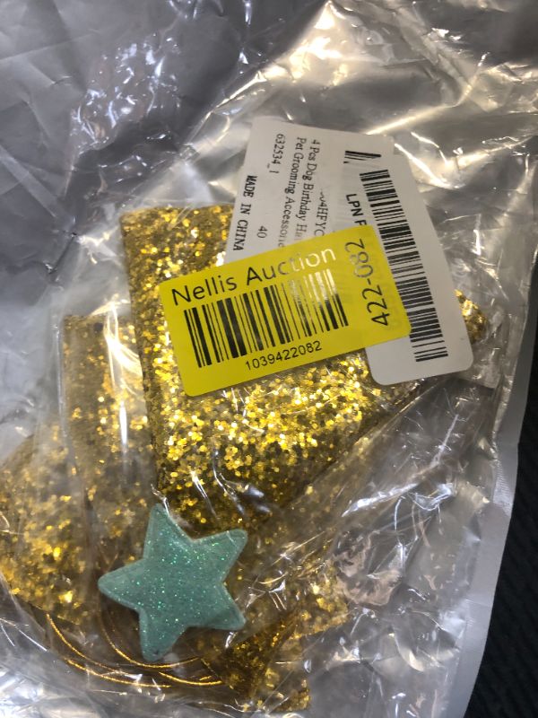 Photo 1 of 4 Pcs Dog Birthday Hat Small Dog Hat Glitter Dog Party Hat with 0-8 Numbers Star Dog Hats for Boys Girls Medium Dogs Cats Kitten Puppies Rabbits Pet Grooming Accessories