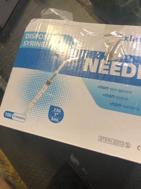 Photo 1 of 100 Pack Disposable 3ml/cc Lab Syringes with 23Ga 1 Inch Needle Luer Lock, Individually Sealed Packed