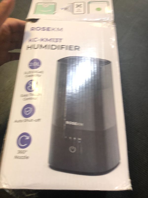 Photo 1 of ROSEKM Humidifiers for Bedroom, 2.0L Cool Mist Humidifier for Home Plant and Baby Nursery, Quiet Ultrasonic Humidifier with 360° Nozzle, Auto Shut-Off, Filterless, Black