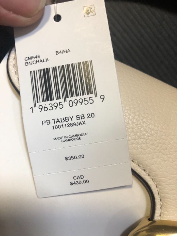 Photo 1 of COACH Polished Pebble Leather Tabby Shoulder Bag 20, Chalk