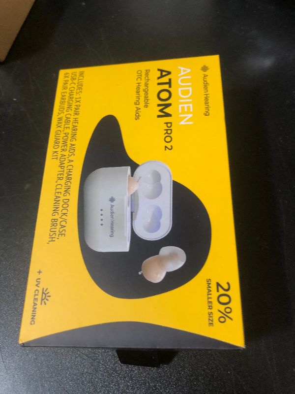 Photo 1 of Audien ATOM PRO 2 Wireless Rechargeable OTC Hearing Aid, Premium Comfort Design and Nearly Invisible