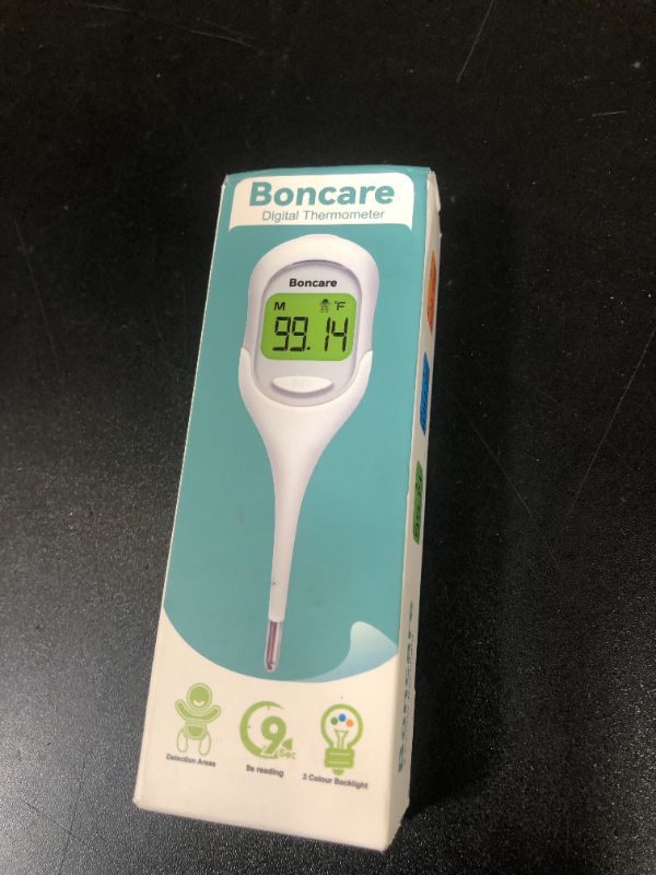 Photo 1 of Boncare 9 Seconds Basal Body Thermometer for Ovulation, Oral Thermometer for Adults and Kids - Accurate Rectal Thermometer for Baby, with Fever Alarm and Large Display, FSA HSA Eligible (Rice-White)