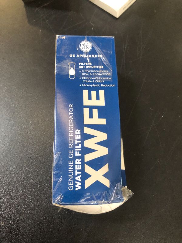 Photo 1 of GE XWFE Refrigerator Water Filter, Genuine Replacement Filter, Certified to Reduce Lead, Sulfur, and 50+ Other Impurities, Replace Every 6 Months for Best Results, Pack of 1