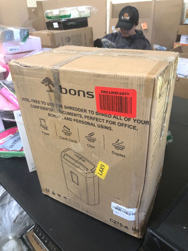 Photo 1 of Bonsaii 12-Sheet Cross Cut Paper Shredder, 5.5 Gal Home Office Heavy Duty Shredder for Paper, Credit Card, Mail, Staples, with Transparent Window, High Security Level P-4 (C275-A)