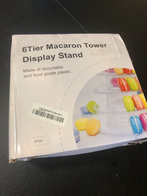 Photo 1 of 6 Tiers Round Macaron Tower Stand Plastic Transparent Cake Stand Macaron Display Rack Desserts Cupcake Holder Platter for Baby Shower, Birthday Party, Wedding, Party Decor