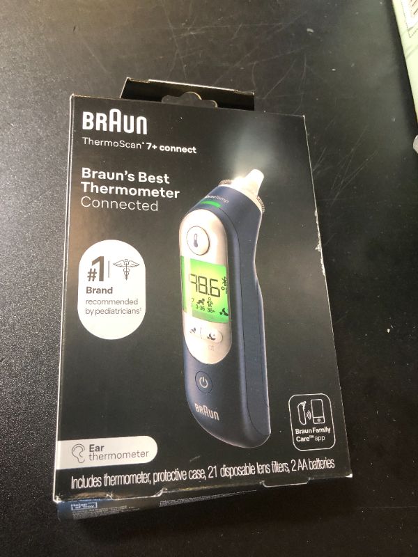 Photo 1 of Braun ThermoScan 7+ Connect Digital Ear Thermometer - Family Care App Compatible, Age Precision Technology, Color-Coded Display, No. 1 Brand Recommended by Pediatricians, FSA and HSA Eligible