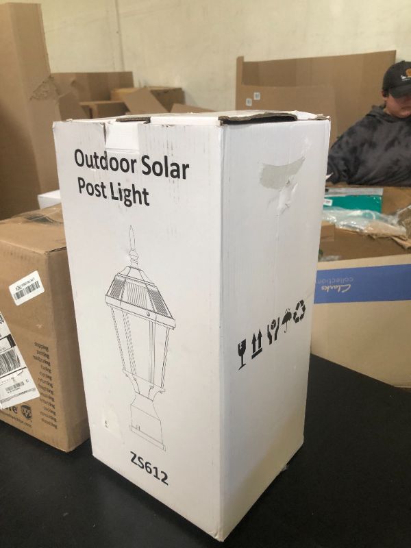 Photo 1 of Zinnze Solar Lamp Post Light Outdoor Waterproof,Solar Outdoor Post Light with 3.5in Pier Mount Base,Suitable for Wet Locations,Matte Black,7.5in