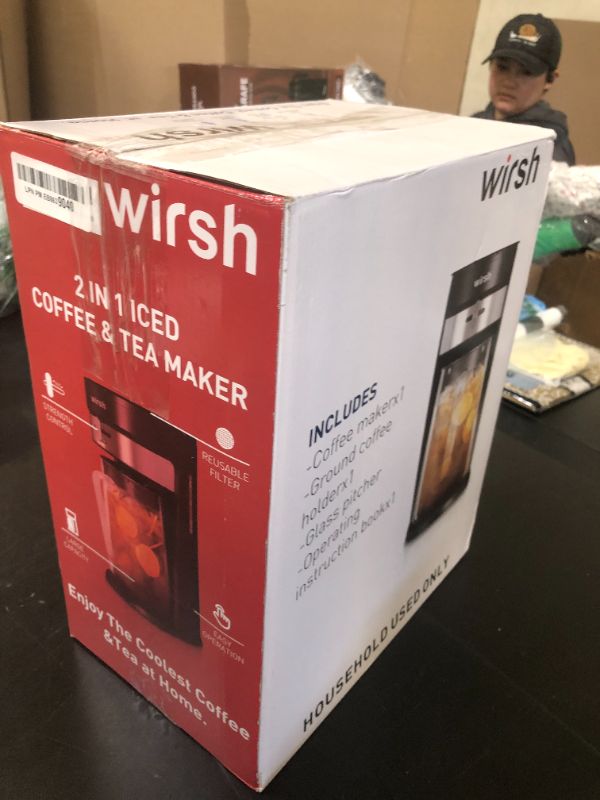 Photo 1 of wirsh Iced Tea Maker with 3QT Pitcher, Iced Coffee Maker with Strength Control and Reusable Filter, Perfect For Iced Coffee, Latte, Tea, Lemonade, Flavored Water, Black