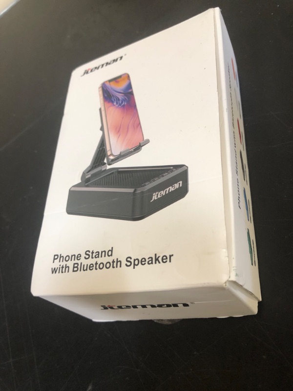 Photo 1 of Cell Phone Stand with Wireless Bluetooth Speaker and Anti-Slip Base HD Surround Sound Perfect for Home and Outdoors with Bluetooth Speaker for Desk Compatible with iPhone/ipad/Samsung Galaxy