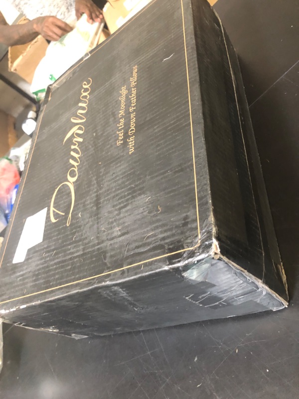 Photo 1 of downluxe Goose Down Pillows - Hotel Collection Feather Pillows Set of 2 for Back, Stomach or Side Sleepers, Queen Size (20"x28")